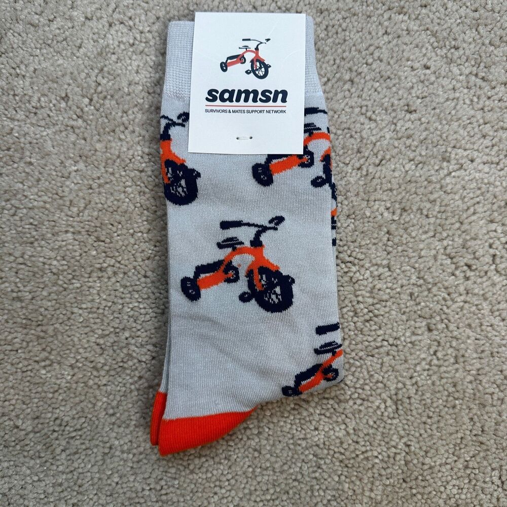 Swanky Socks Tricycle Print Bamboo Socks Novelty Crew Socks NWT Breathable Gift